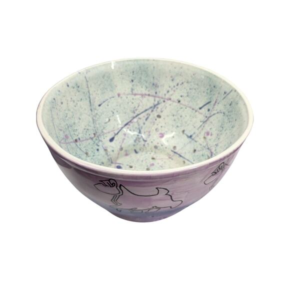 90's Vintage Paint Splatter Studio Pottery Ceramic Yarn Bowl Lightning Ridge - Picture 1 of 5